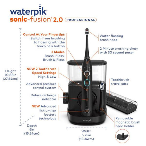 Black Waterpik? Sonic-Fusion? 2.0 Professional Flossing Toothbrush