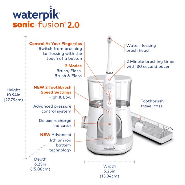 White Waterpik™ Sonic-Fusion™ 2.0 Flossing Toothbrush