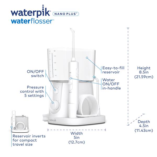 White Waterpik™ Nano Plus Water Flosser
