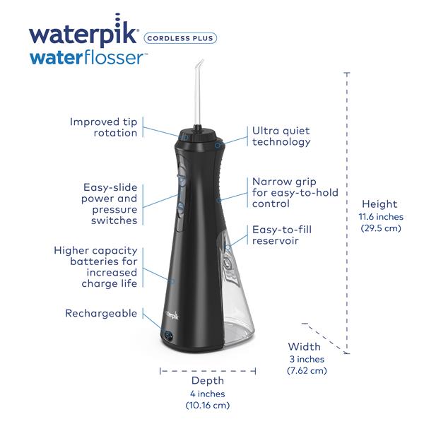 Black Waterpik™ Cordless Plus Water Flosser