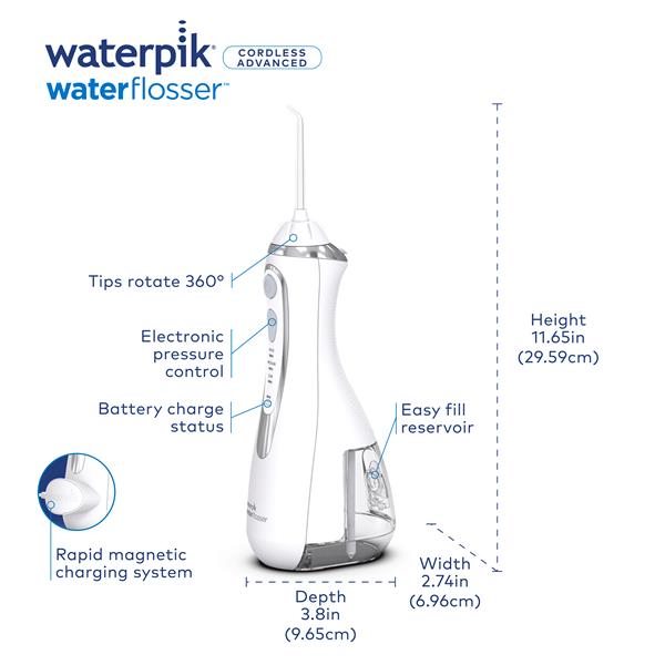 White Waterpik™ Cordless Advanced 2.0 Water Flosser