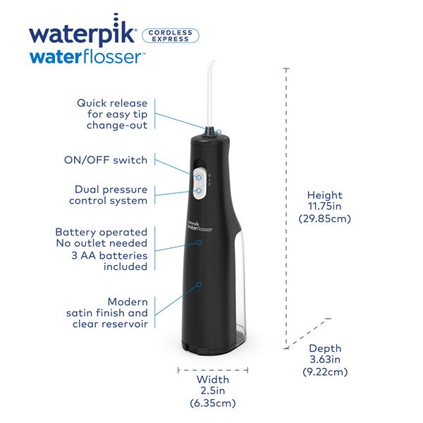 Black Waterpik™ Cordless Express Water Flosser