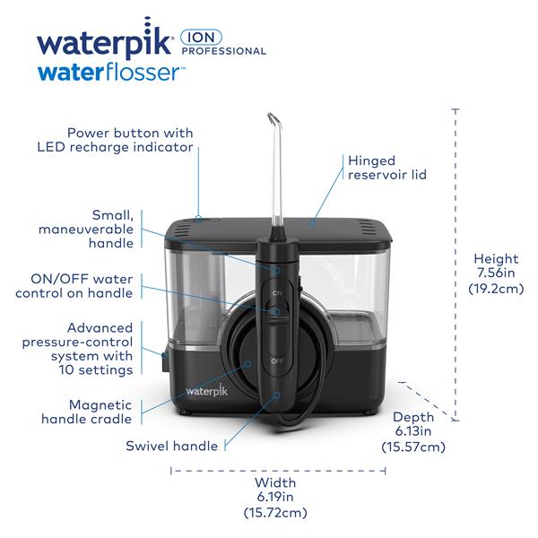 Black Waterpik? ION Professional Countertop Cordless Water Flosser
