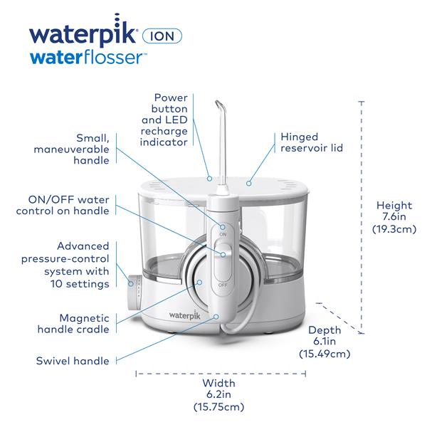 White Waterpik? ION Countertop Cordless Water Flosser