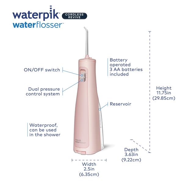 Pink Waterpik™ Cordless Revive Water Flosser