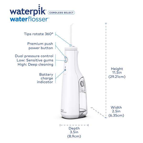 White Waterpik™ Cordless Select Water Flosser